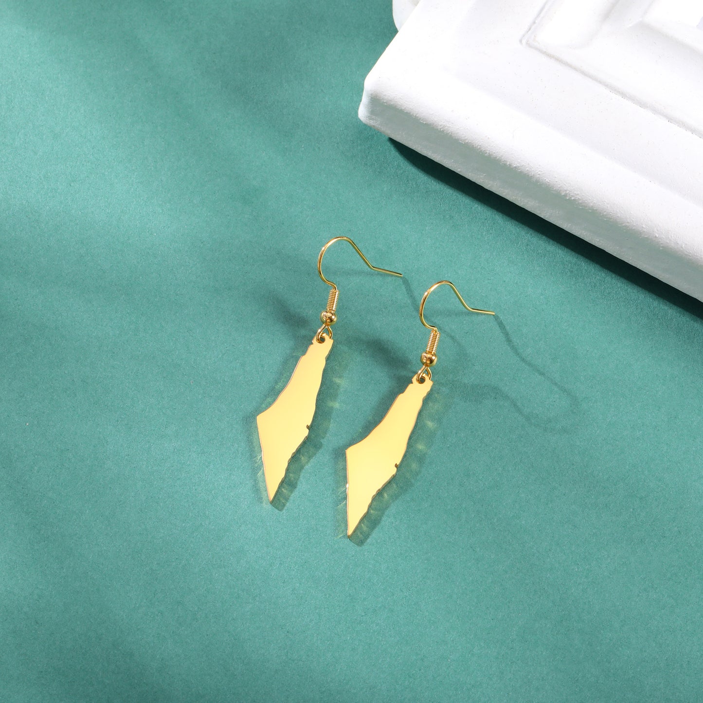 Titanium Steel Israel Map Glossy Irregular Solid Mountain Earrings