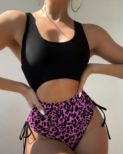 Bikini Leopard-print One-piece Swimming Suit Women