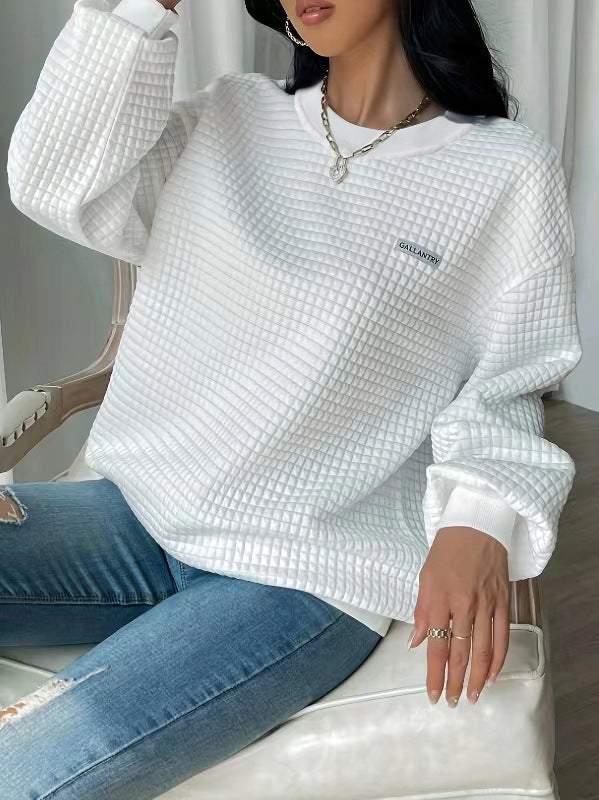 Letter Patch Detail Drop Shoulder Sweatshirt Sweater