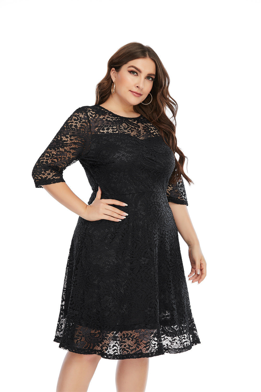 Women's Fashion Lace Mid-length Dress