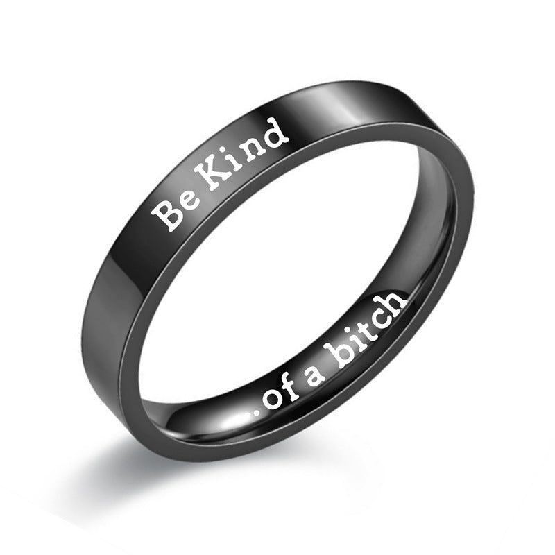 European And American New BeKind Ring Titanium Steel Couple Ornament