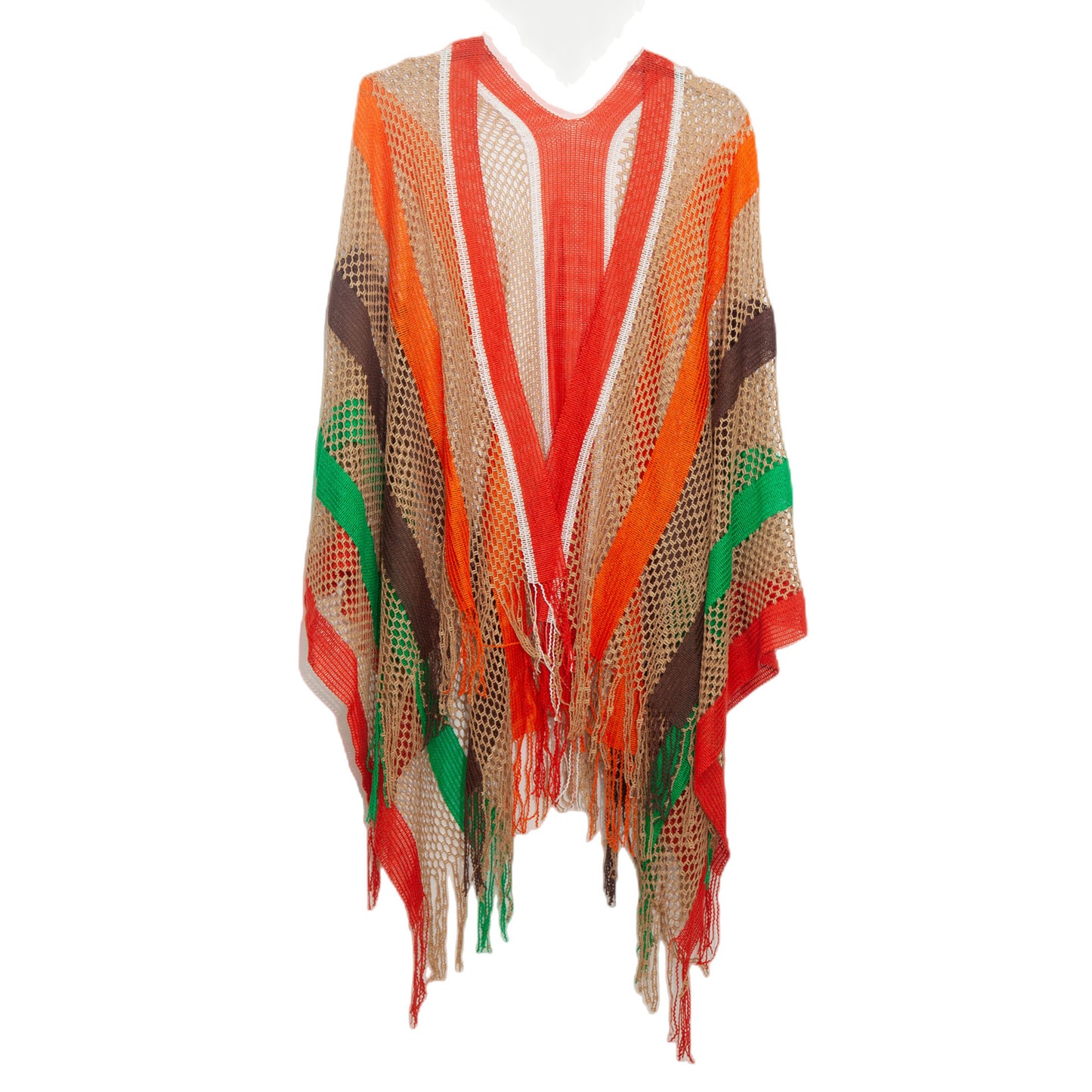 Women's Cloak Travel Ethnic Rainbow Stripes