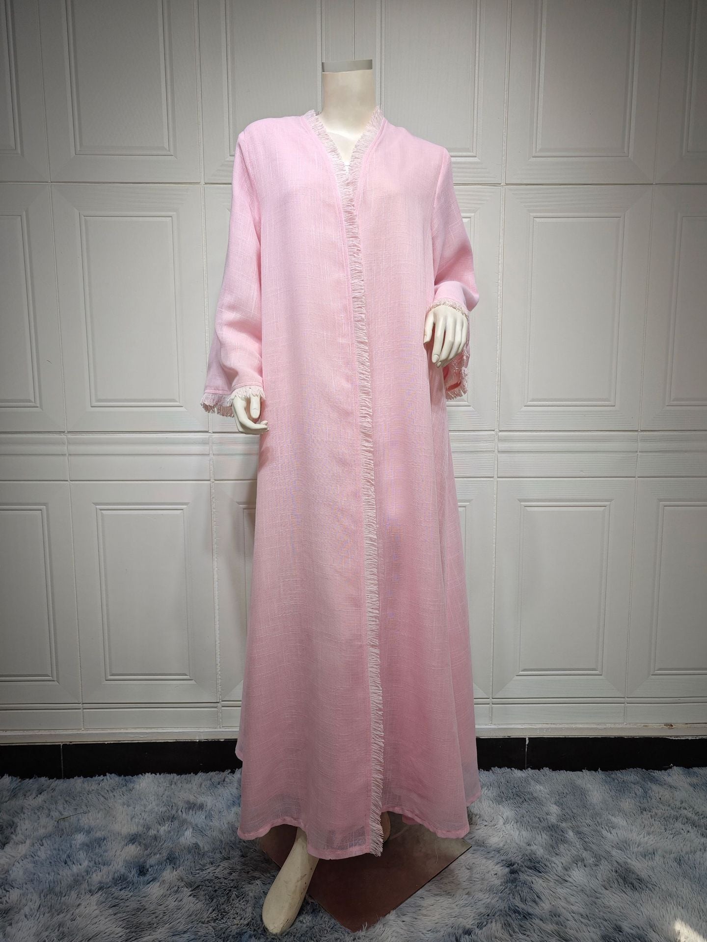 Solid Color Modest Long Dress Modern Fashion Cotton Cardigan Shawl