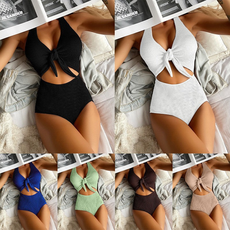 Backless Lace-up Swimsuit Suit Women's High Waist