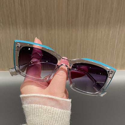 Ladies New Ice Transparent Blue Eye-catching Sunglasses