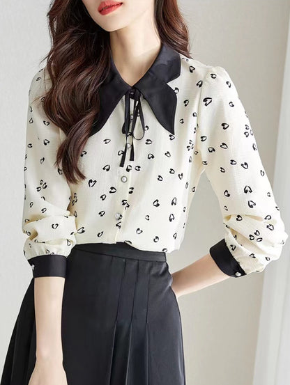 French Style Elegant Retro Heart Floral Shirt