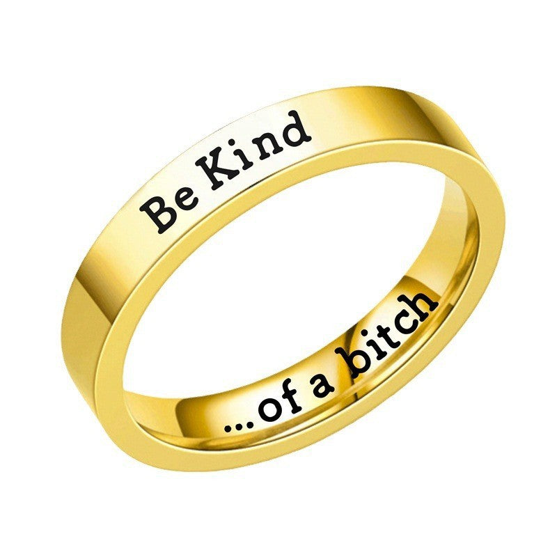 European And American New BeKind Ring Titanium Steel Couple Ornament