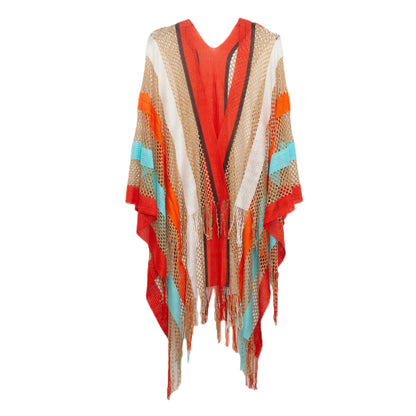 Women's Cloak Travel Ethnic Rainbow Stripes