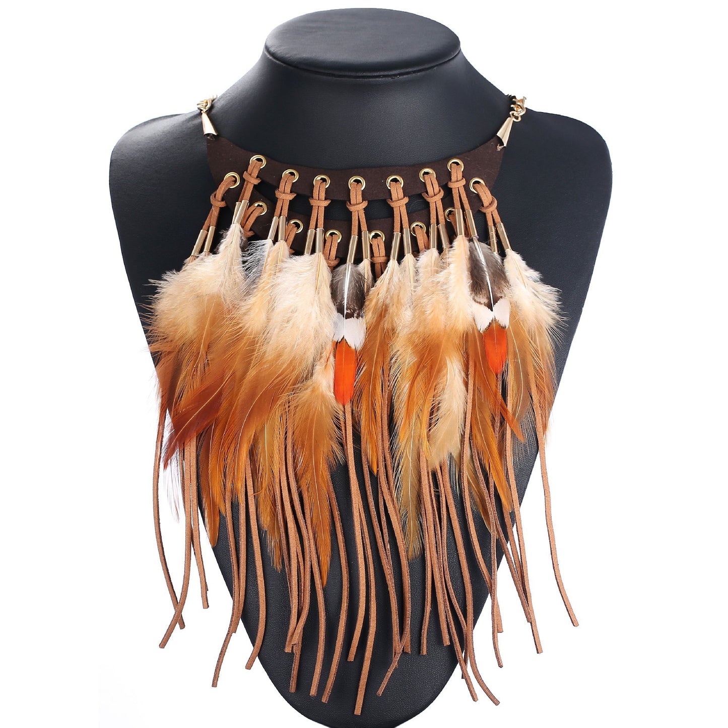 European And American Feather Tassel Ethnic Necklace