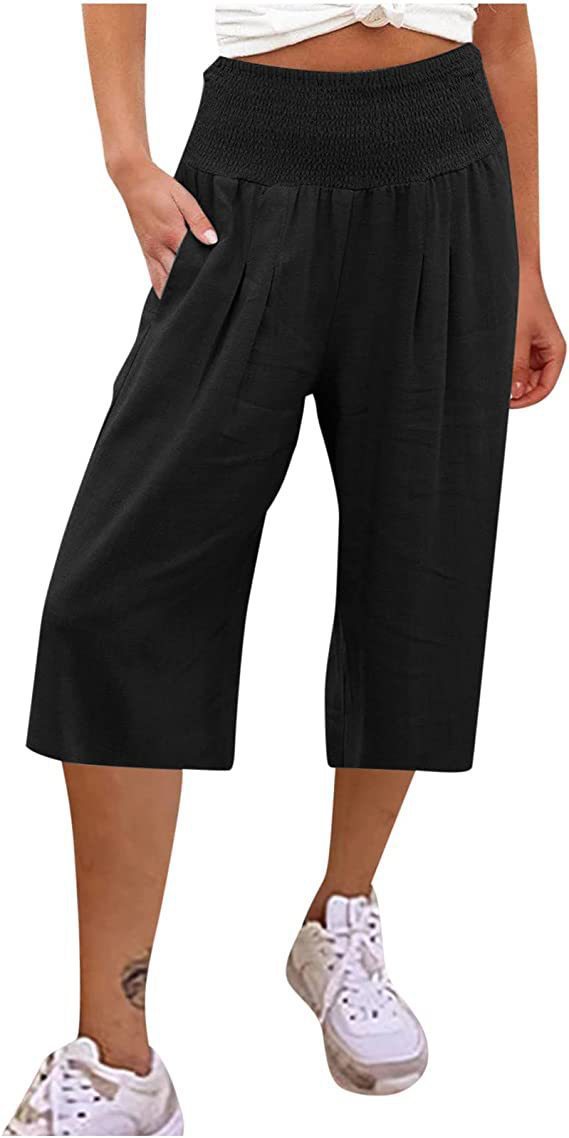 Women's Cotton And Linen Cropped Thin Casual Wide-leg Pants