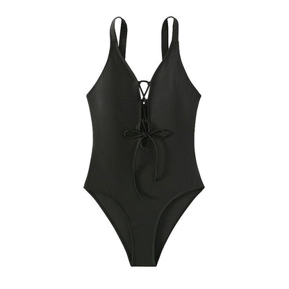 Women's One-piece Swimming Suit Drawstring Hollow Tight