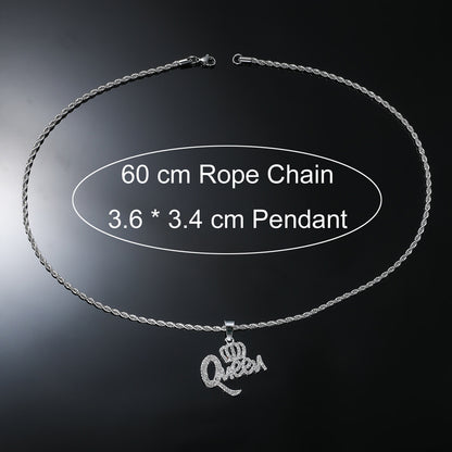 European Hip Hop Diamond Queen Letter Pendant