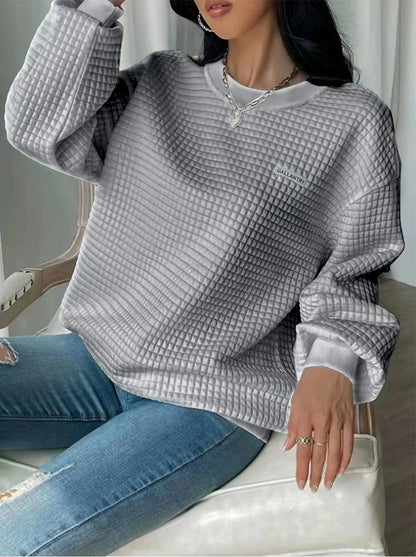 Letter Patch Detail Drop Shoulder Sweatshirt Sweater