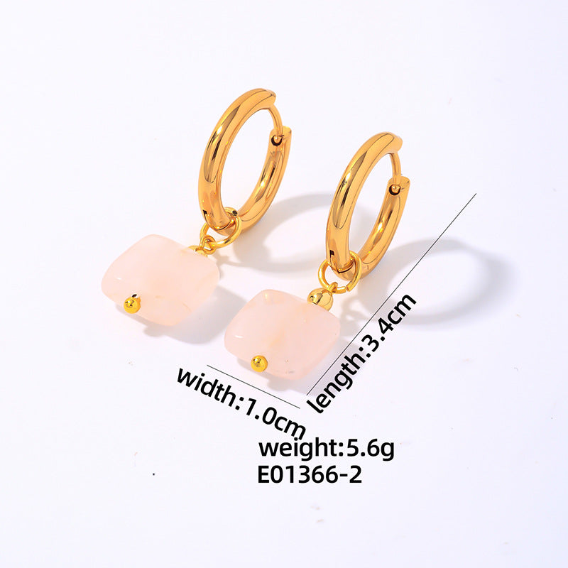 INS Style Fashion Square Earrings Gold Plated Ear Clip