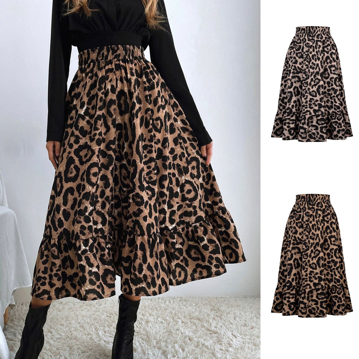 Women's Leopard Print High Waist Skirt