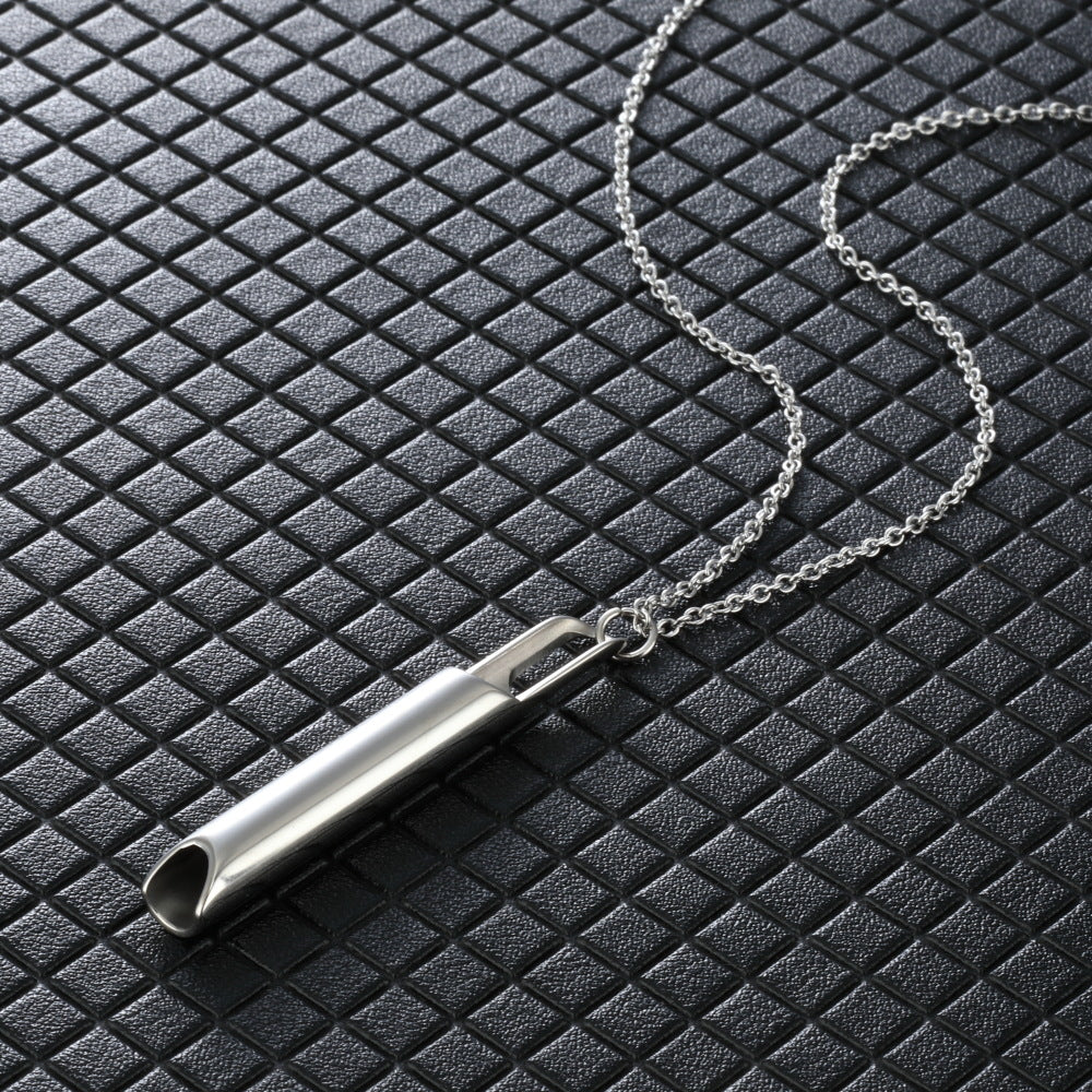 Carved Breathing Whistle Decompression Round Tube Necklace