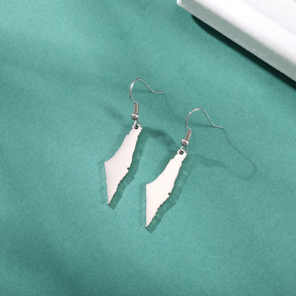 Titanium Steel Israel Map Glossy Irregular Solid Mountain Earrings