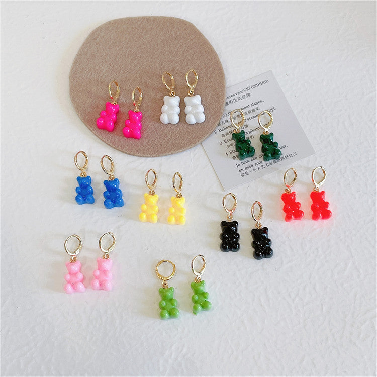 South Korea Colorful Candy Bear Earrings