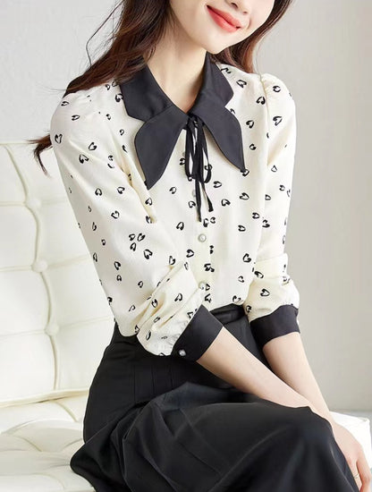 French Style Elegant Retro Heart Floral Shirt