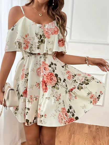 French Romantic Off-shoulder Waist Dress