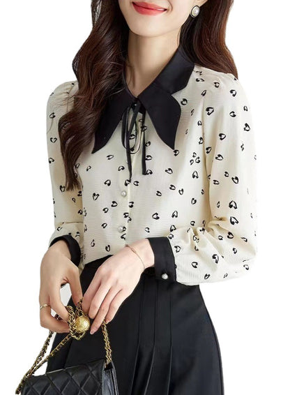 French Style Elegant Retro Heart Floral Shirt