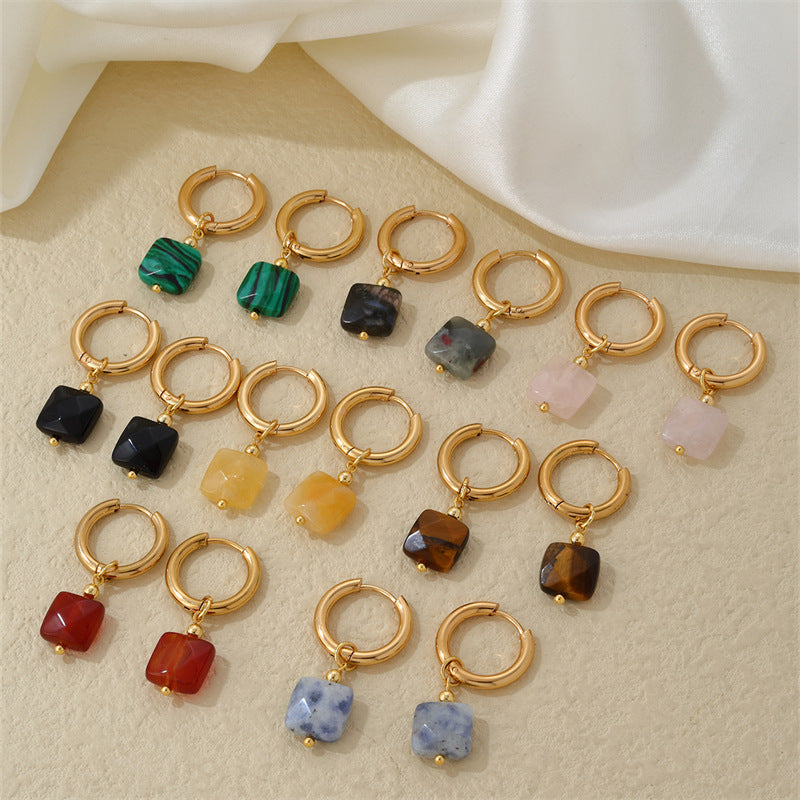 INS Style Fashion Square Earrings Gold Plated Ear Clip