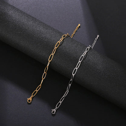 Oval Chain Gold Stainless Steel Bracelet