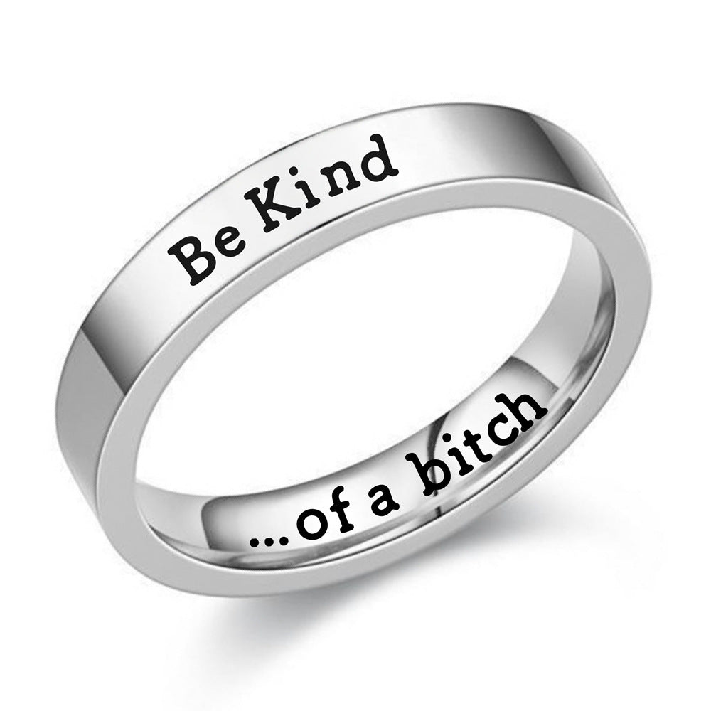 European And American New BeKind Ring Titanium Steel Couple Ornament