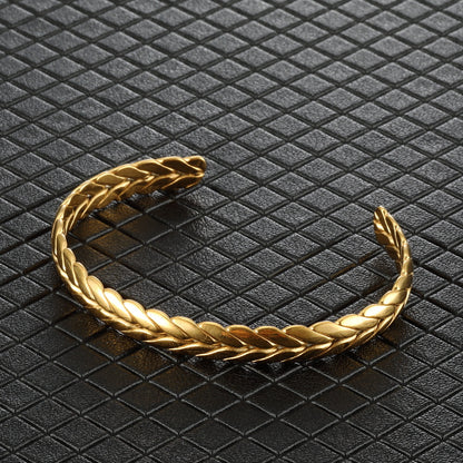 Titanium Steel Gold Wheat Bracelet Geometric Weaving