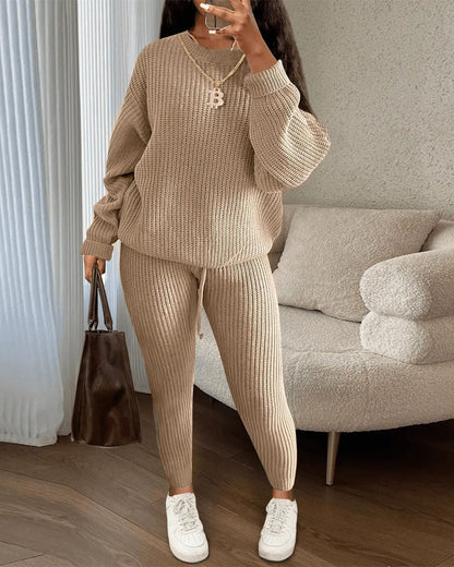 Women's Fashionable Knitted Wool Trousers Suit