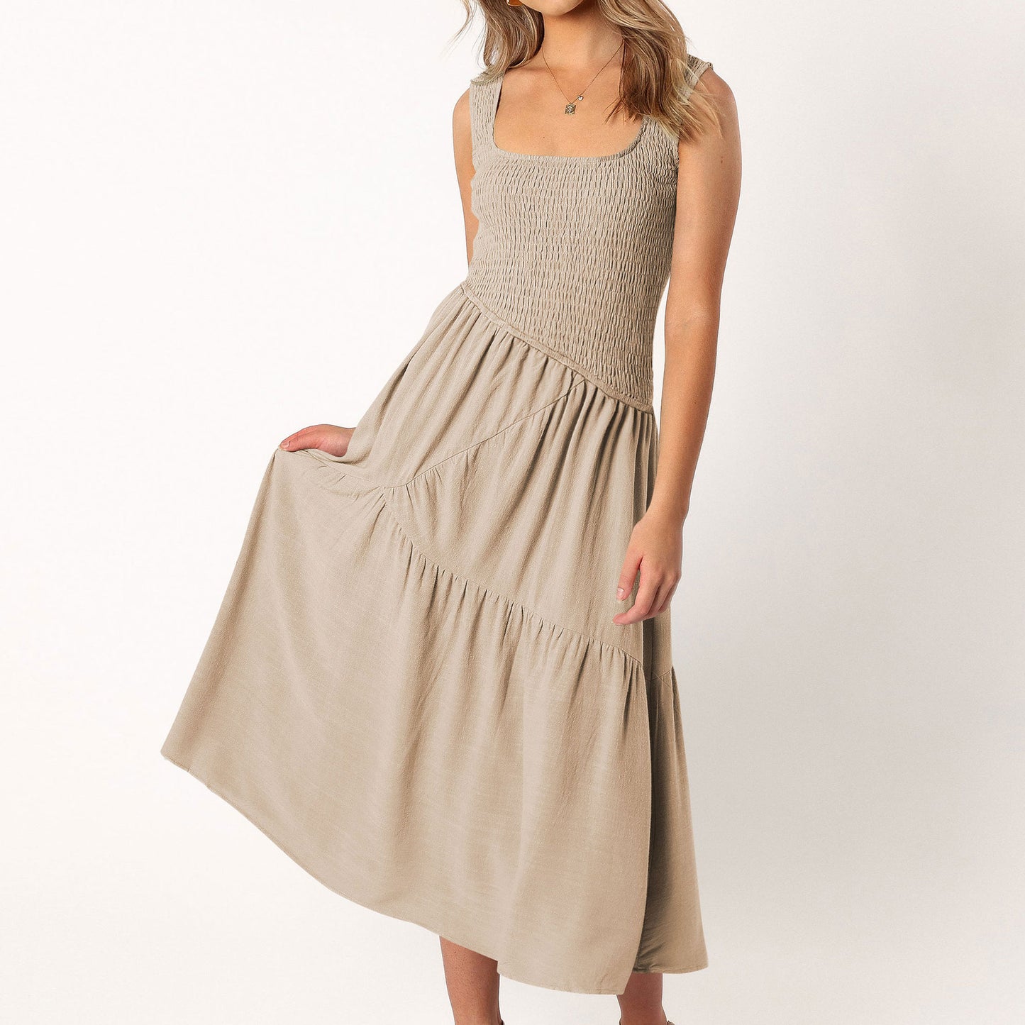 Backless U-neck Sleeveless French Dress