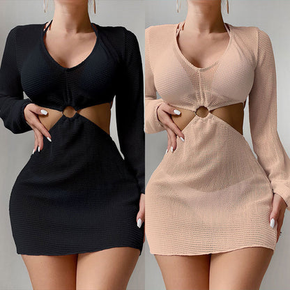 Women's Swimsuit Round Collar Gauze Long Sleeve Blouse