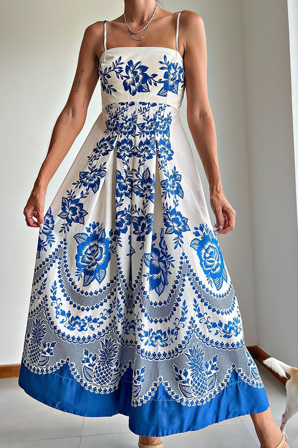 Women's Sling Symmetrical Printing Dress