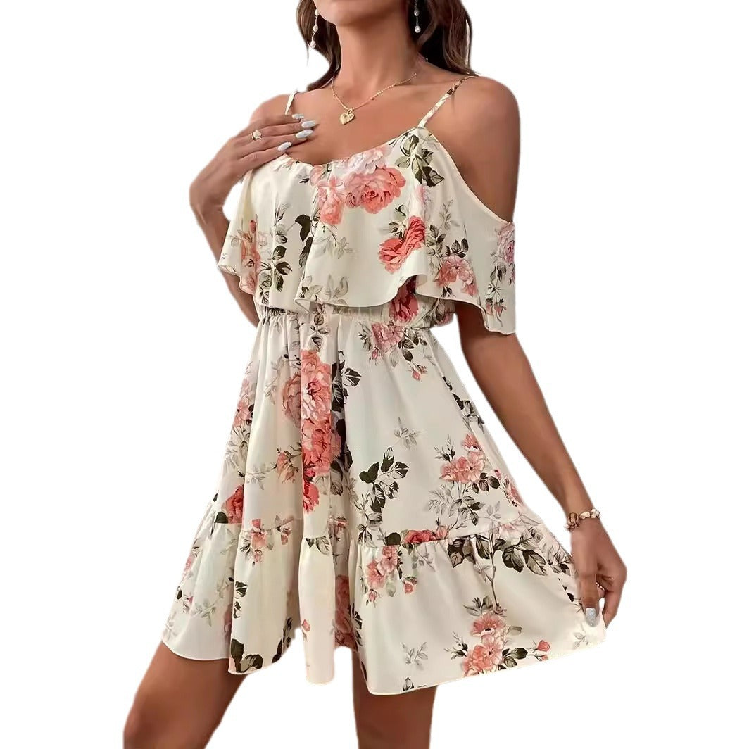 French Romantic Off-shoulder Waist Dress