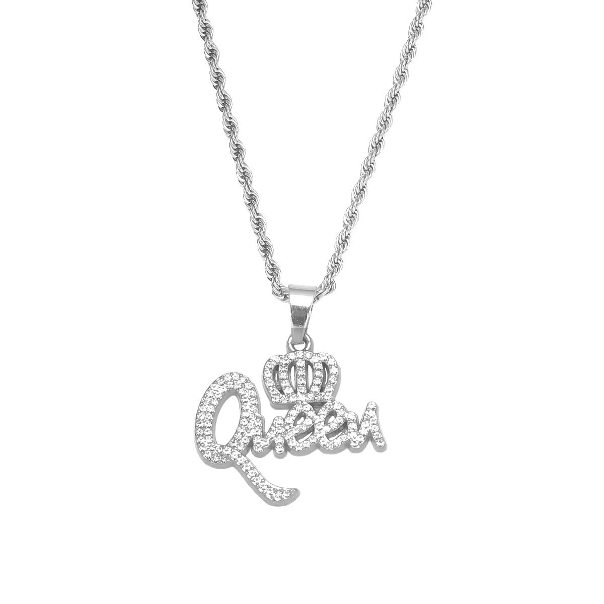 European Hip Hop Diamond Queen Letter Pendant