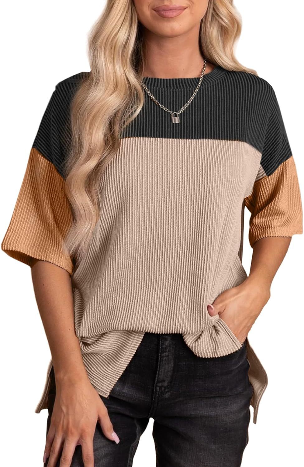 Pleated Round Neck Shirt Fashionable All-match Casual Multicolor Top