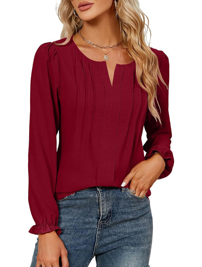 Women's V-neck Long Sleeve Stripes Top