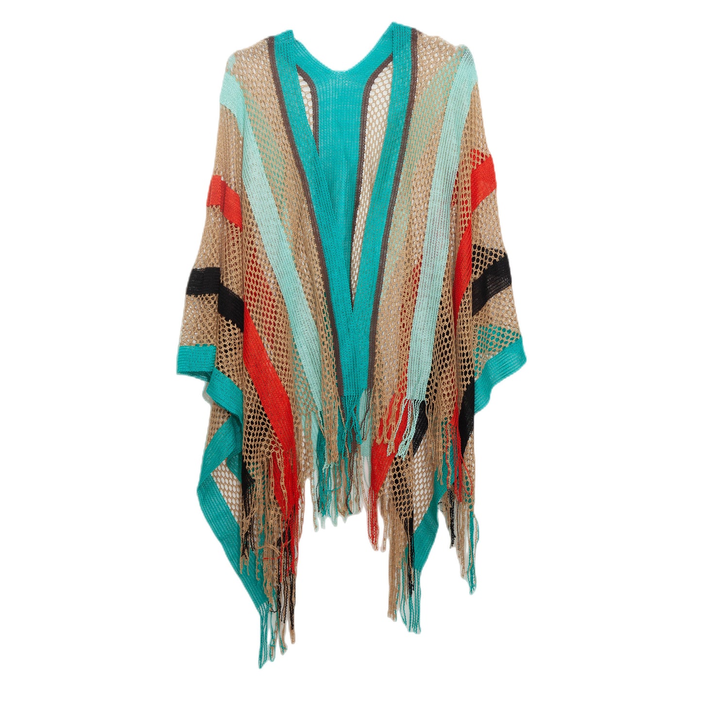 Women's Cloak Travel Ethnic Rainbow Stripes