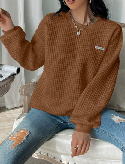 Letter Patch Detail Drop Shoulder Sweatshirt Sweater