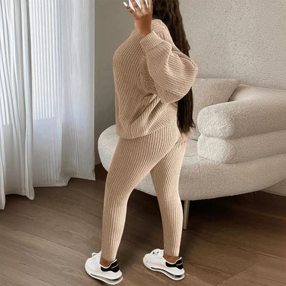 Women's Fashionable Knitted Wool Trousers Suit