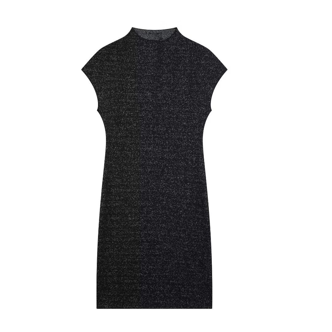 Women's Solid Color Stretch Knitted Short Dress