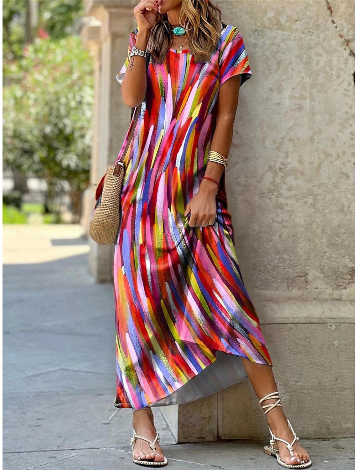 Women's Fashion Casual Round Neck Printed Dress