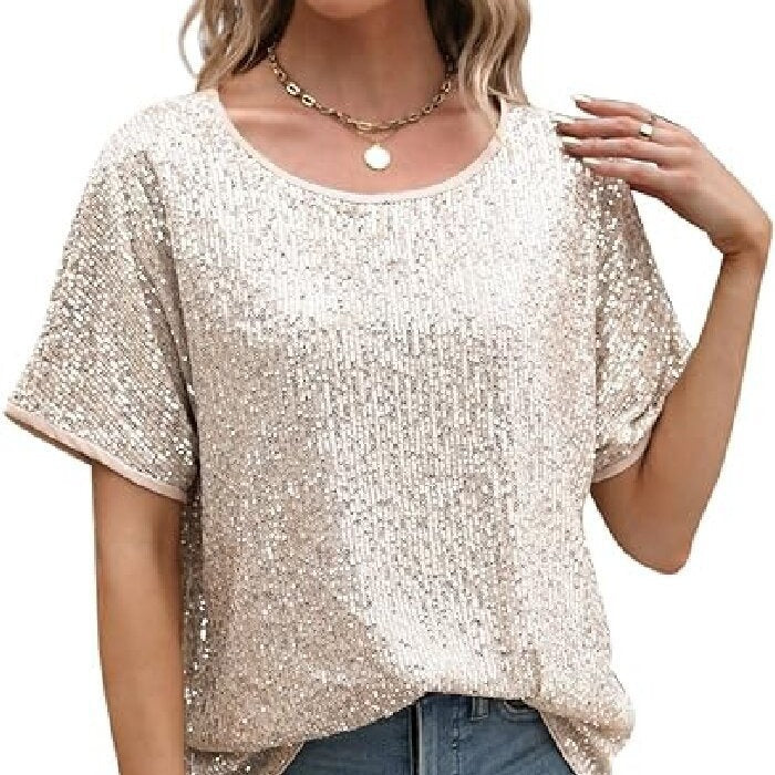 Loose Blouse Slant Shoulder Short Sleeve Casual Sekun Deep V Shirt