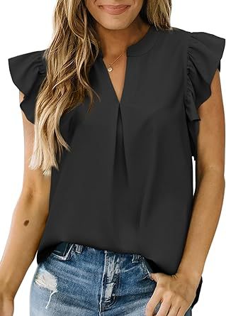 V-neck Design Wave Sleeveless Shirt For Women