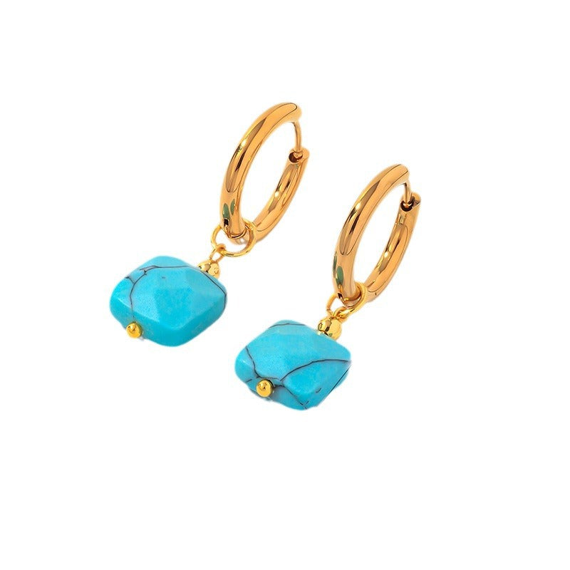 INS Style Fashion Square Earrings Gold Plated Ear Clip