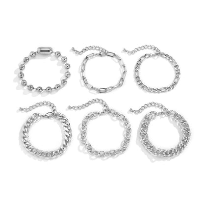 Exaggerated Round Beads Metal Chain Multi-layer Bracelet