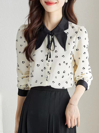 French Style Elegant Retro Heart Floral Shirt