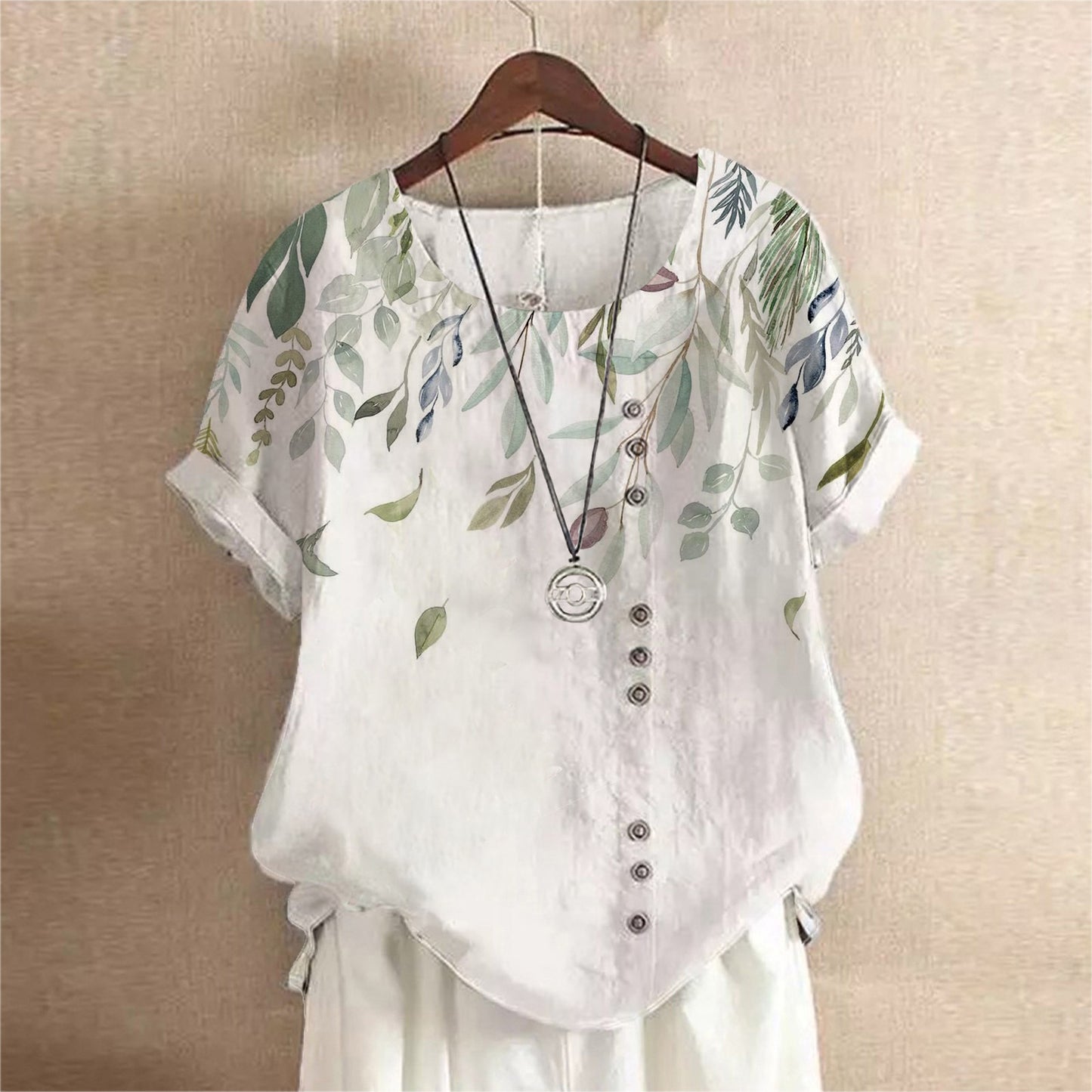 Women's Retro Cotton And Linen Fashion Printed Loose Top