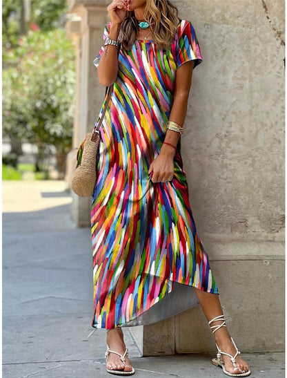 Women's Fashion Casual Round Neck Printed Dress