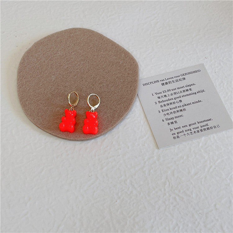 South Korea Colorful Candy Bear Earrings